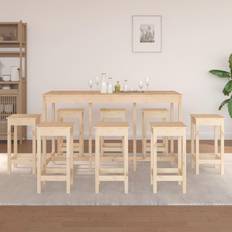 Holz Bargruppen vidaXL 9-tlg. Bar-Set Massivholz Bargruppe