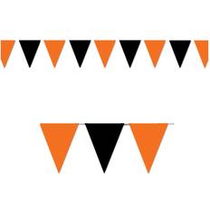 Beistle 00116 Orange And Black Outdoor Pennant Banner- Pack of 12