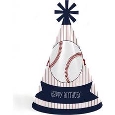 Garlands & Confetti Batter Up Baseball Cone Happy Birthday Party Hats Set of 8 Standard Size Blue