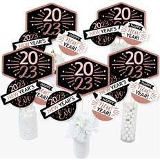 Big Dot of Happiness Rose Gold Happy New Year 2023 New Year's Eve Party Centerpiece Sticks Table Toppers Set of 15