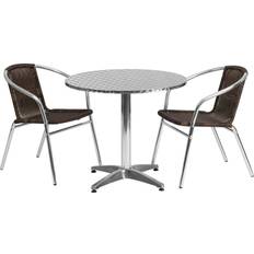 Patio Dining Sets Flash Furniture TLHALUM Collection TLH-ALUM-32RD-020CHR2-GG Patio Dining Set