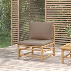 vidaXL Soffa Mittdel För Trädgården Med Taupe Dynor Bambu Modulsoffa