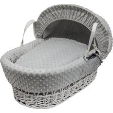 White Bassinetts Kinder Valley Dimple White Moses Basket With Quilt, Padded Body Adjustable Hood