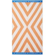 Strandhandduk lexington Lexington Graphic Cotton Velour strandhandduk Badlakan Vit, Beige, Blå