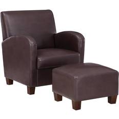 Faux leather chair and ottoman Furnishings Aiden Lounge Chair