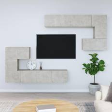 vidaXL Concrete grey, Wall-mounted TV Bench