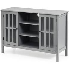 Grey TV Benches Costway Wood TV Stand TV Bench 40x76cm