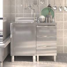 vidaXL Commercial Kitchen Cabinets 2 pcs Stainless Steel