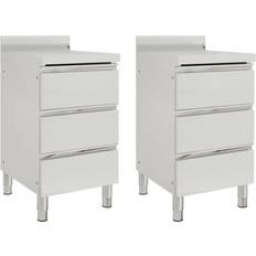 vidaXL Commercial Kitchen Cabinets with 3 Drawers 2 pcs Stainless Steel