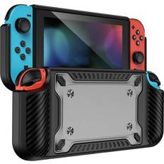 Nintendo switch grepp Nintendo Switch OLED Plastskal med Ergonomiskt Grepp - Genomskinlig