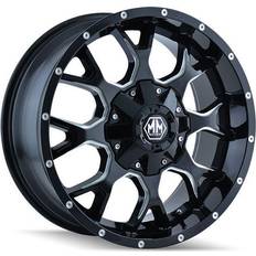 17" - Black Car Rims Mayhem Warrior 8015, 18x9 Wheel with 8x180 Bolt Pattern Black Milled Spokes