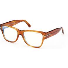 Tom Ford Écrans d'Ordinateur et Lunettes Anti Lumière Bleue Tom Ford FT5878-B Bleues-Light Block 053 De Vue Femme Marrons (Seulement Monture)