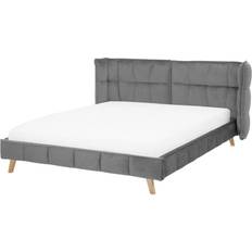 Beliani Bett Grau Samtbezug mit Lattenrost 160 x 200 cm Bettrahmen