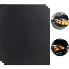 Migliori_valutati Tappetini per Griglia Relaxdays Tappetini Da Bbq Set 3 Tappeto 0,3 mm 40x50 cm Nero