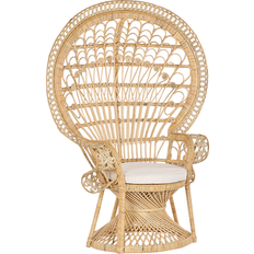 Beliani Sedia Rattan Beige 150 x 68 cm Vimini Cuscino Poltrona