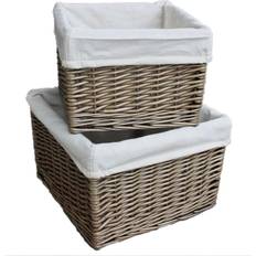 Brown Baskets Square Antique Wash Wicker Lined Basket