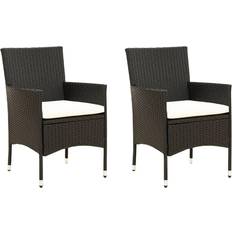 Acier Chaises de Jardin vidaXL Patio Chairs With Cushions 2 pcs Poly Rattan