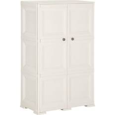 Plast Skab vidaXL Plastikskab 79 x 43 x 125 cm Trædesign Angorahvid Opbevaringsskab