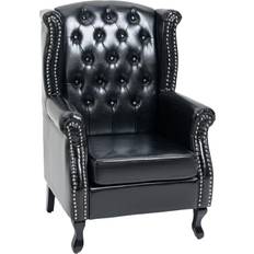 Fauteuil Chesterfield Fauteuils Homcom Tufted Upholstered Accent Chair with Nailhead Trim Black Fauteuil 108cm