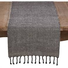 Jute Tablecloths Saro Lifestyle 4869.BK1672B 16 Tasseled Jute Tablecloth Black (182.88x40.64cm)