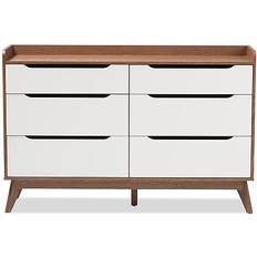 Baxton Studio White Chest of Drawers Baxton Studio Brighton White /Walnut Chest of Drawer 56x36.8"