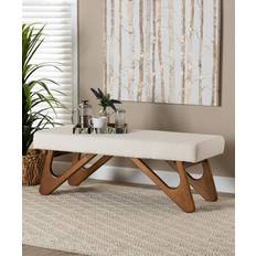 Furniture Baxton Studio White/Walnut Settee Bench