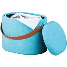 Inter Link Pouf Azzurro Contenitore E Maniglia In Ecopelle 42 x 30 x 36 cm Sgabello
