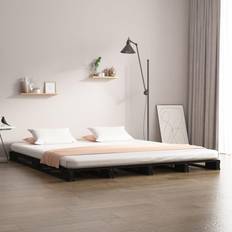 vidaXL Letto A Pallet Nero 120x190 cm Small Double Legno Di Pino