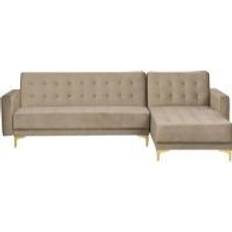 Beliani Beige Samtstoff L-Förmig Ecksofa Sofa