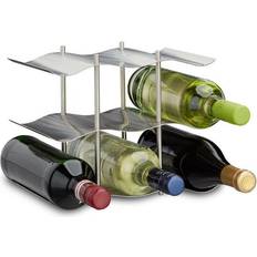 Plastique Range-bouteilles Relaxdays Bouteilles En Inox 3 étages Design 22 x 27 x 16.5 cm Argenté Range-bouteilles