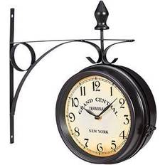 Relojes Relaxdays Estación De Tren Doble Retro A Pilas Vintage Negro Reloj de pared