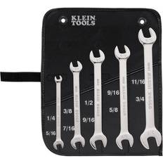 Klein Tools Wrench Set: 5 Pc, 1/4 5/16" 11/16 3/4" 3/8 7/16" & 9/16 5/8" Wrench Open-Ended Spanner