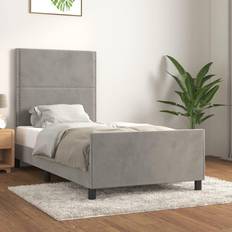vidaXL Estructura De Cama Con Cabecero Terciopelo Gris Claro 90x200 cm