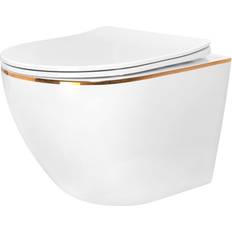 Inodoros Inodoro Suspendido Wc Rea Carlo White Mini Flat Gold Edge