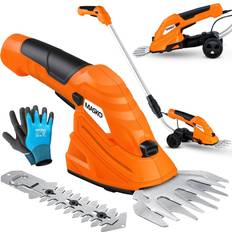 Grasscheren Masko MASKO Grasschere Strauchschere Set mit Akku 7,2V 2000mA/h Ladegerät Handschuhe elektrische Garten Heckenschere Rasenschere Inkl. Grasmesser Strauchmesser stiel Teleskopstange 90-130 cm Rädern