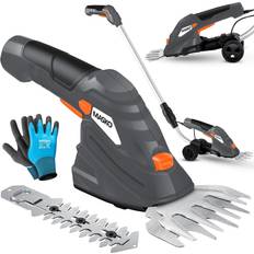 Grasscheren Masko MASKO Grasschere Strauchschere Set mit Akku 7,2V 2000mA/h Ladegerät Handschuhe elektrische Garten Heckenschere Rasenschere Inkl. Grasmesser Strauchmesser stiel Teleskopstange 90-130 cm Rädern