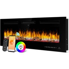 Kaminöfen Kesser Elektrokamin Wandkamin Elektrischer Kamin mit Heizung 9 Farbmodi LED flammeneffekt, 900/1800 W Kaminofen Wand und einbaukamin Wandmontage Heizung App-Funktion Fernbedienung Touchscreen