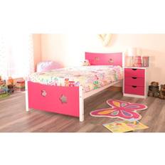 Grey Childbeds Pink, No Mattress Single Wooden Star Bed Frame Bed Side