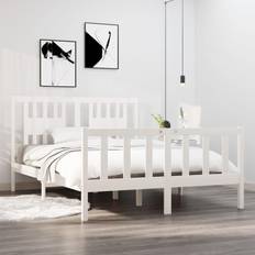 vidaXL white, 140 Solid Wood Bed Frame