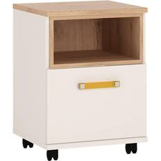 Tavoli Furniture To Go 4Kids 1 Door Desk Mobile In Light Oak And White High Gloss Orange Handles