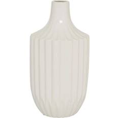 Litton Lane White Stripe Texture Ceramic Vase