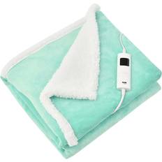 GlamHaus Heated Electric Fleece Blankets Green