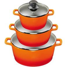 Orange Set King Aluguss 3/6-teilig inklusive Henkelpads Set mit Klappe