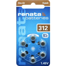 Renata ZA312 6 stk. Høreapparatbatterier 0 % kviksølv
