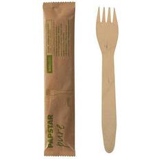 Couverts Jetables Papstar Fourchettes, bois "pure" 15,5 cm emballage papier individuel