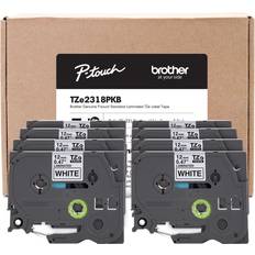 Brother P-touch TZe-231 Laminated Label Maker Tape 1/2' x 26-2/10' Black on White 8/Pack