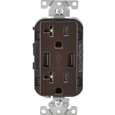 Circuit Breakers Leviton 20A 125V Brown Combination Duplex Receptacle/Outlet