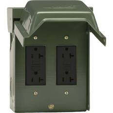 Green Power Strips & Branch Plugs GE 2-20 Amp Backyard Outlet with GFCI Receptacles, Dark Green