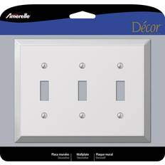 Electrical Accessories AMERELLE Metallic 3 Gang Toggle Steel Wall Plate Polished Chrome