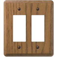 Electrical Accessories AMERELLE Contemporary 2 Gang Rocker Wood Wall Plate Medium Oak